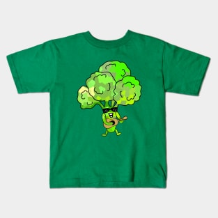 Broccoli Guitar Player  - Funny Broccoli Art Kids T-Shirt